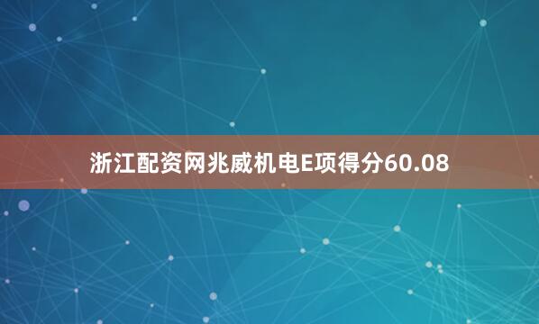 浙江配资网兆威机电E项得分60.08
